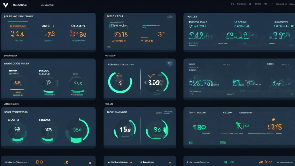 A dashboard interface displaying various website performance metrics such as traffic, uptime, and response time, with a shield icon indicating DDoS protect