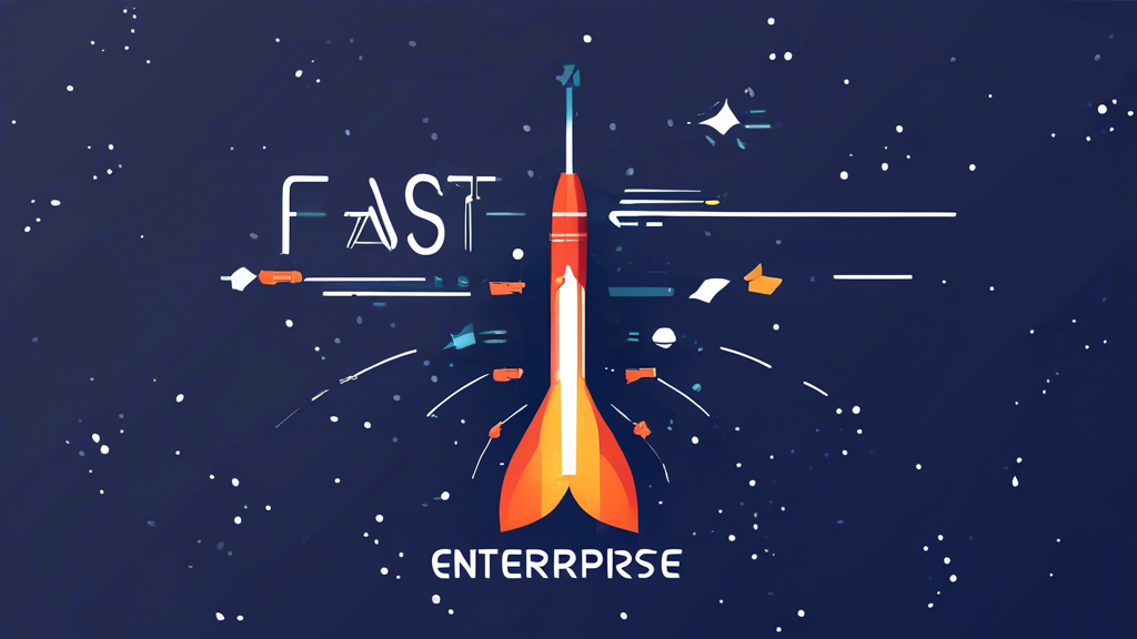 A graphic design of a superfast rocket launching from a server into space, with the words Fast Enterprise Hosting Providers emblazoned on the side.