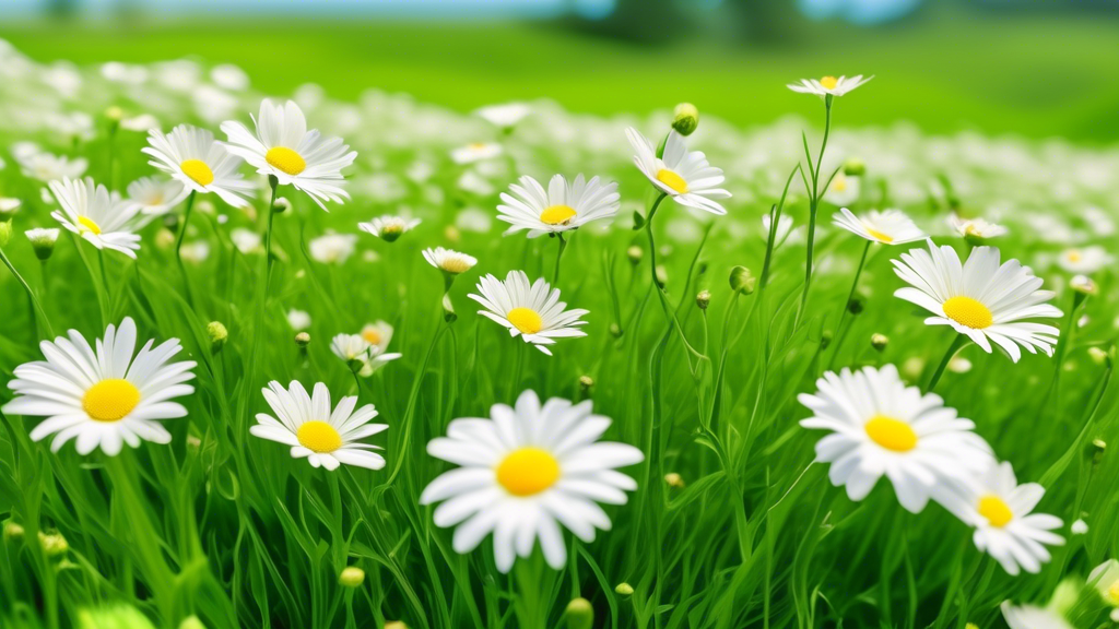 A lush green field with blooming daisies, symbolizing eco-friendly and sustainable green CMS hosting.