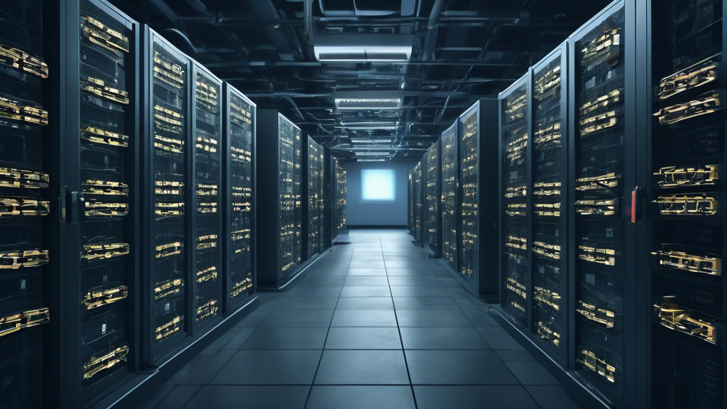 A server room filled with rows of computers with a large padlock and key superimposed on top of it, indicating secure offshore hosting.