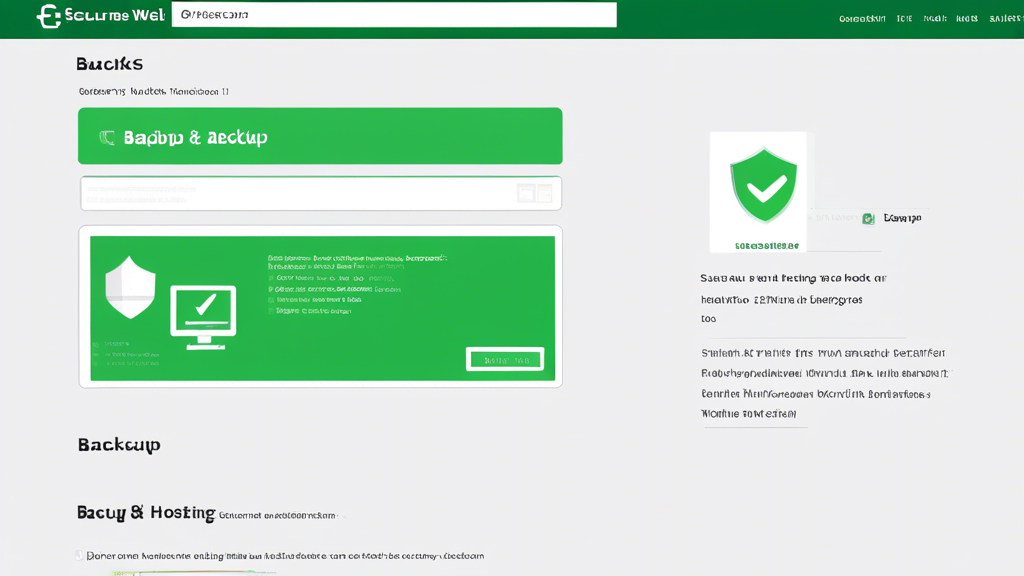 A screenshot of a secure web hosting interface with a green checkmark next to the word Backup and a large thumbs-up icon in the background.