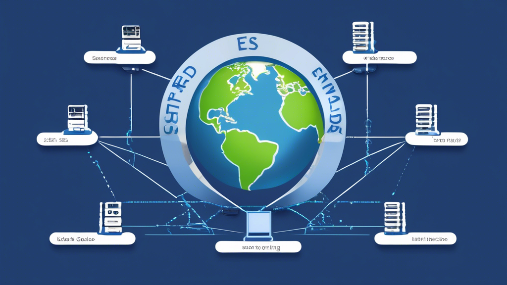 An image of a globe with several different servers connected to it, each server representing a different shared enterprise hosting provider. The servers sh