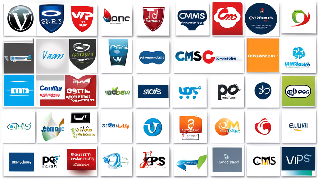 A selection of VPS hosting providers with CMS support, displayed as a collection of branded logos arranged in a clean and organized manner.