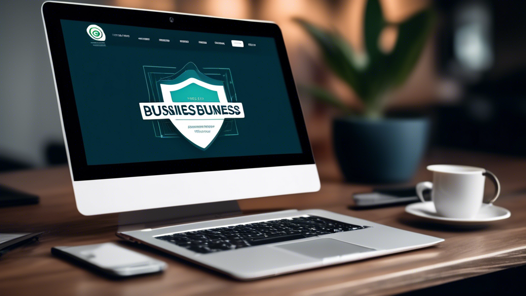 A modern and secure website on a laptop with a business logo on the screen, representing reliable business hosting services.