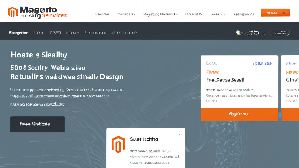 A screenshot of a Magento hosting services provider's website that offers free SSL. The website should have a modern design with a focus on security and re