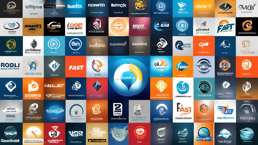 A collage showcasing a variety of fast bandwidth optimized hosting providers, each with their own unique logos and designs. The providers should be represe