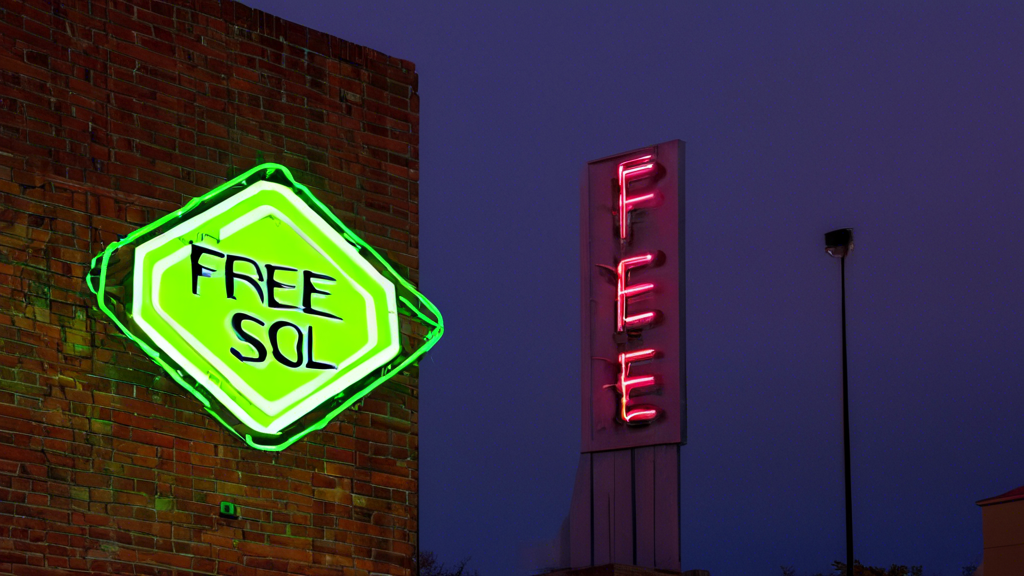 A neon sign on a brick wall that reads Free SSL with a university campus in the background.