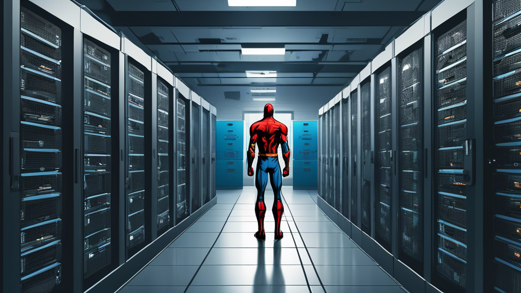 A curated selection of WordPress hosting providers that offer round-the-clock support, featuring superheroes in a modern server room with WordPress logos o