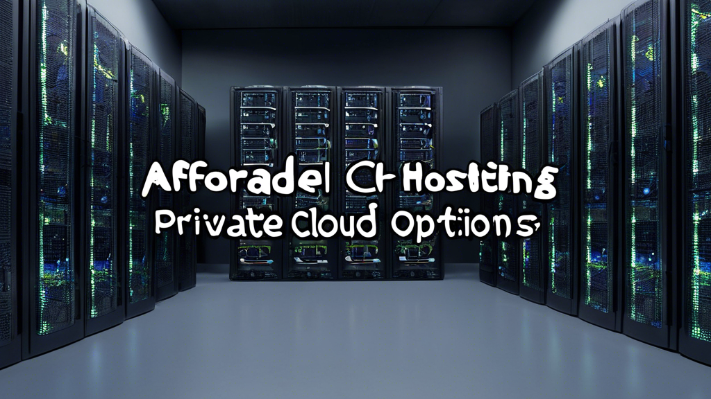 A group of servers in a data center, with the words Affordable Private Cloud Hosting Options Revealed! written on a banner across the front.