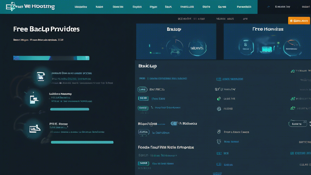 A screenshot of a website or dashboard that highlights the features of free backup providers for fast web hosting, with a focus on speed and reliability.