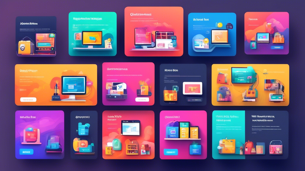 A showcase of website designs created using drag-and-drop website builders with colorful icons representing popular WordPress hosting providers.